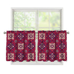 Red Boho Flower Pattern Print Tier Curtains