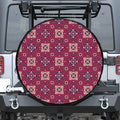 Red Boho Flower Pattern Print Tire Cover