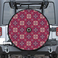 Red Boho Flower Pattern Print Tire Cover With Camera Hole