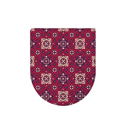 Red Boho Flower Pattern Print Toilet Lid Cover