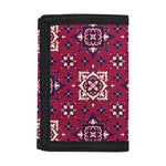 Red Boho Flower Pattern Print Trifold Wallet