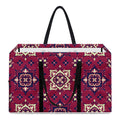 Red Boho Flower Pattern Print Utility Tote Bag