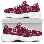 Red Boho Flower Pattern Print White Chunky Shoes