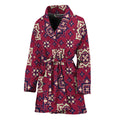 Red Boho Flower Pattern Print Women's Bathrobe