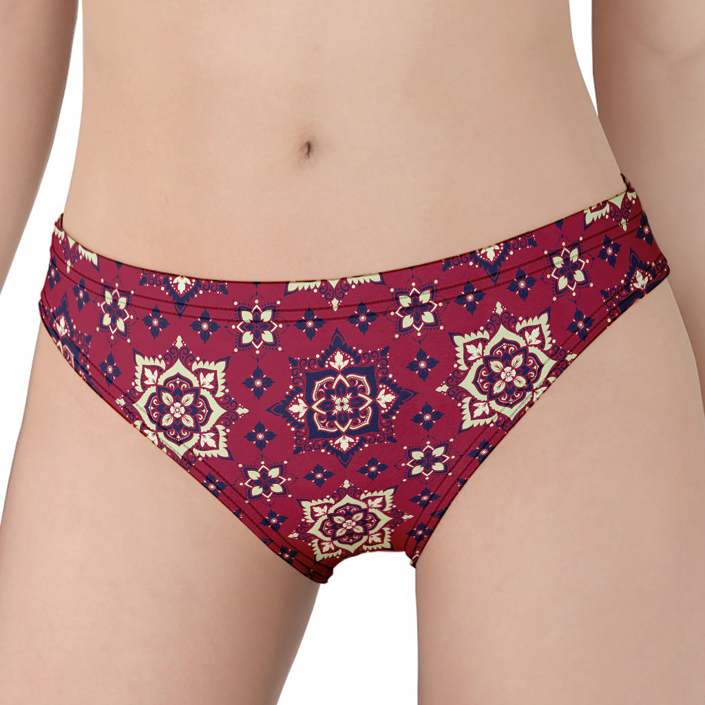 Red Boho Flower Pattern Print Women's Panties
