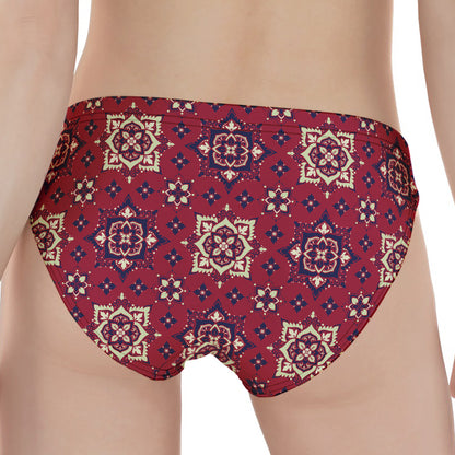 Red Boho Flower Pattern Print Women's Panties