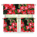 Red Bouvardia Print 3 Piece Kitchen Curtains