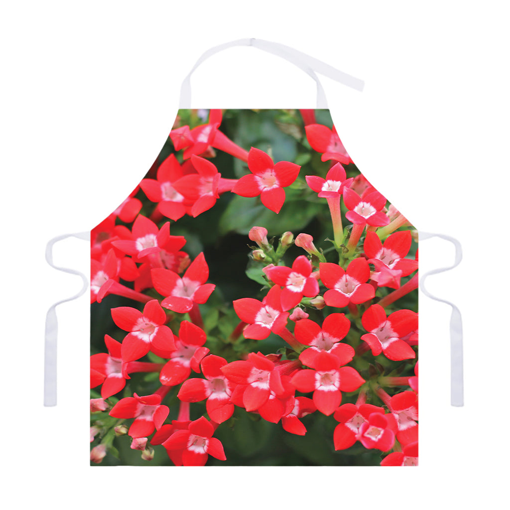 Red Bouvardia Print Adjustable Apron