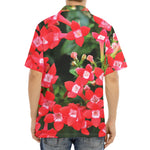 Red Bouvardia Print Aloha Shirt