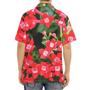 Red Bouvardia Print Aloha Shirt