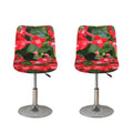 Red Bouvardia Print Bar Stool Covers