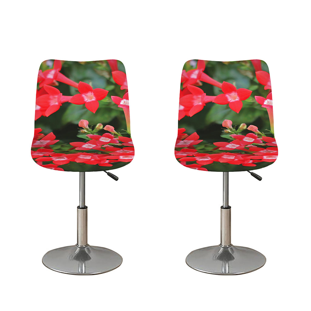 Red Bouvardia Print Bar Stool Covers