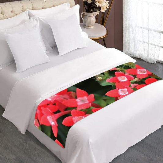 Red Bouvardia Print Bed Runner
