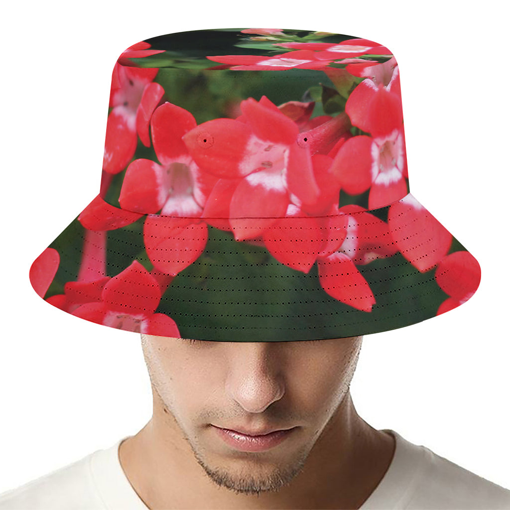 Red Bouvardia Print Bucket Hat