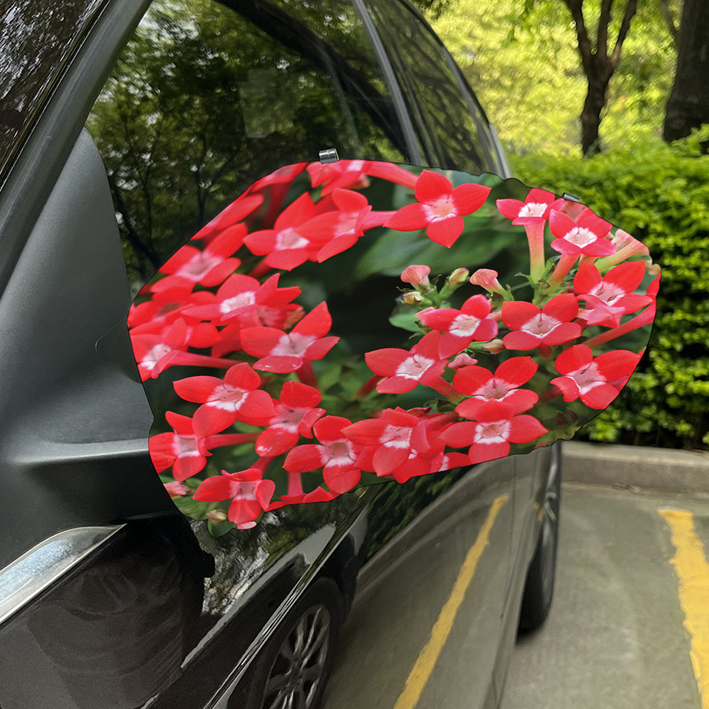 Red Bouvardia Print Car Side Mirror Covers