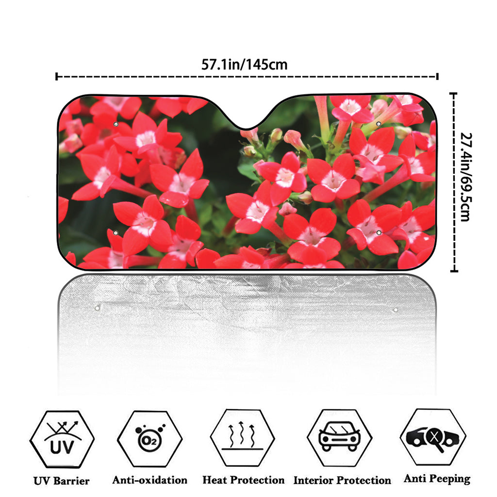 Red Bouvardia Print Car Windshield Sun Shade