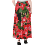 Red Bouvardia Print Chiffon Maxi Skirt