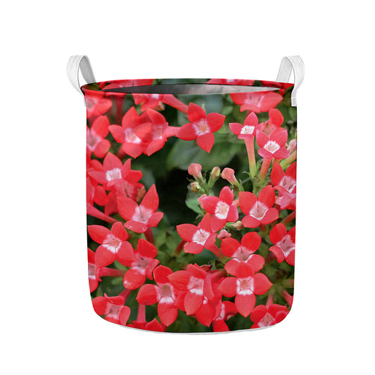 Red Bouvardia Print Collapsible Laundry Basket