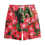 Red Bouvardia Print Cotton Shorts