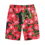 Red Bouvardia Print Cotton Shorts