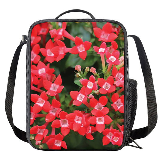 Red Bouvardia Print Crossbody Lunch Bag