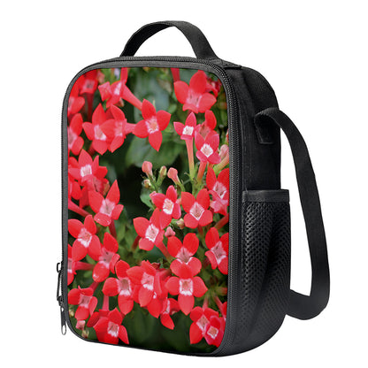Red Bouvardia Print Crossbody Lunch Bag