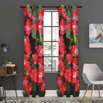 Red Bouvardia Print Curtain