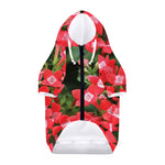 Red Bouvardia Print Dog Zip Up Hoodie
