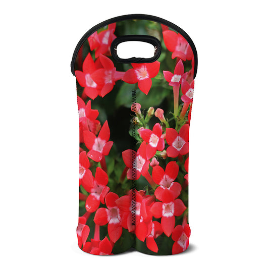 Red Bouvardia Print Double Neoprene Wine Tote