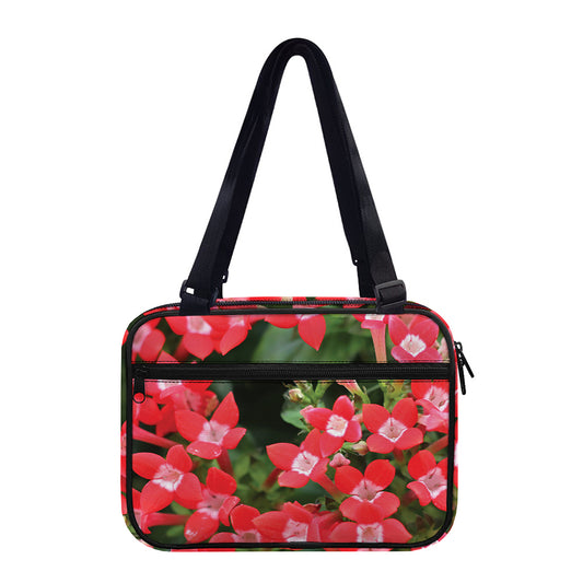 Red Bouvardia Print Double Strap Bible Bag