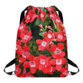 Red Bouvardia Print Drawstring Backpack