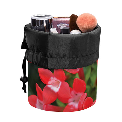Red Bouvardia Print Drawstring Makeup Bag