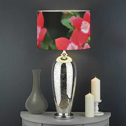 Red Bouvardia Print Drum Lamp Shade