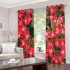 Red Bouvardia Print Extra Wide Grommet Curtains