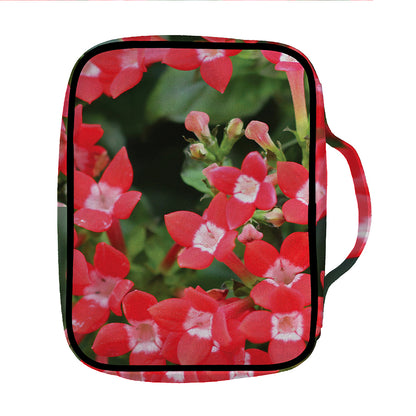 Red Bouvardia Print Front Pocket Bible Bag