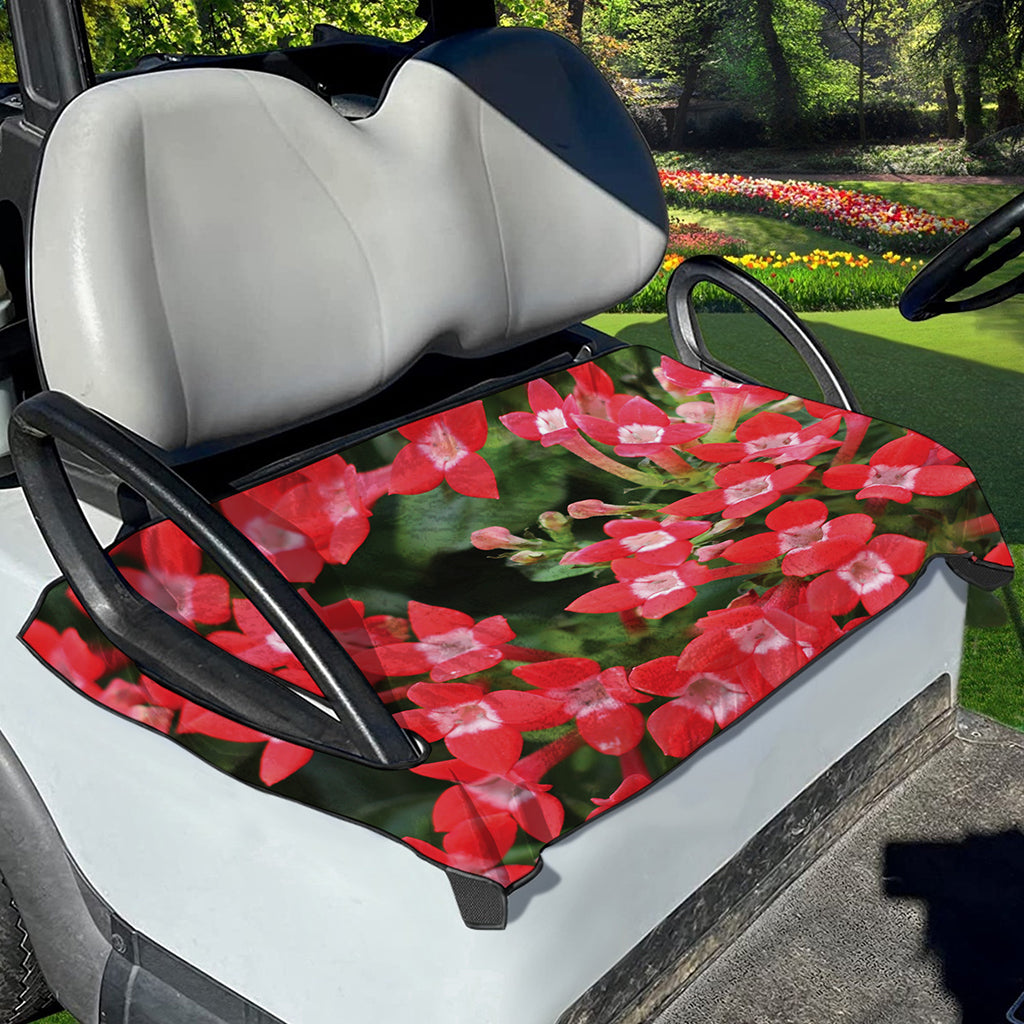 Red Bouvardia Print Golf Cart Seat Cover