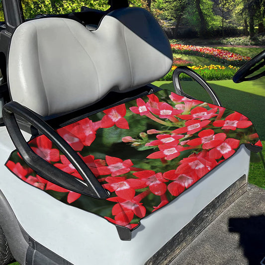 Red Bouvardia Print Golf Cart Seat Cover