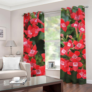 Red Bouvardia Print Grommet Curtains