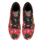 Red Bouvardia Print High Top Leather Sneakers