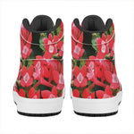 Red Bouvardia Print High Top Leather Sneakers