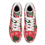 Red Bouvardia Print High Top Leather Sneakers