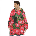 Red Bouvardia Print Hoodie Blanket