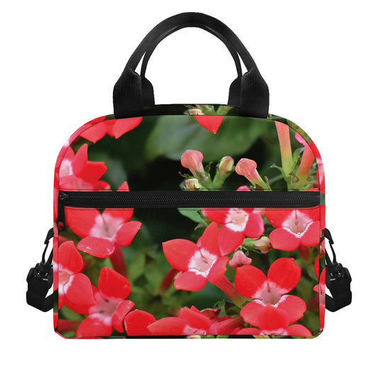 Red Bouvardia Print Insulated Lunch Bag
