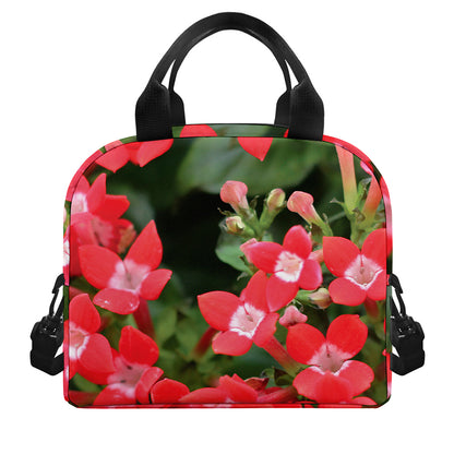 Red Bouvardia Print Insulated Lunch Bag
