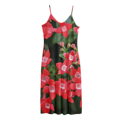 Red Bouvardia Print Jersey Midi Cami Dress
