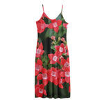 Red Bouvardia Print Jersey Midi Cami Dress