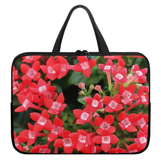 Red Bouvardia Print Laptop Sleeve With Handle