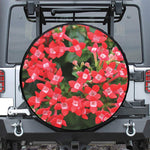 Red Bouvardia Print Leather Spare Tire Cover