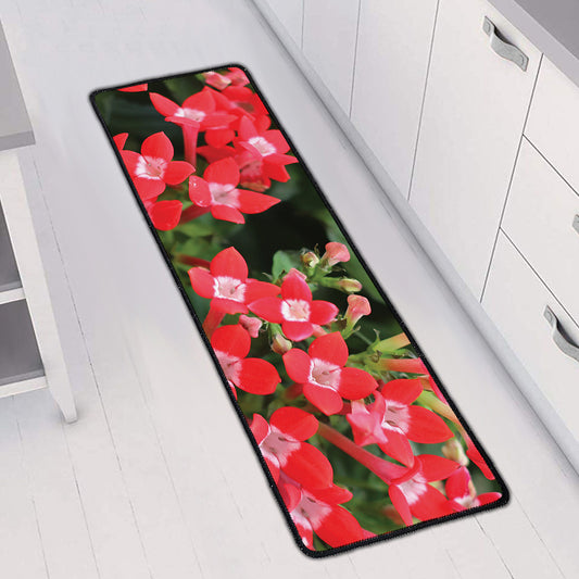 Red Bouvardia Print Long Kitchen Mat
