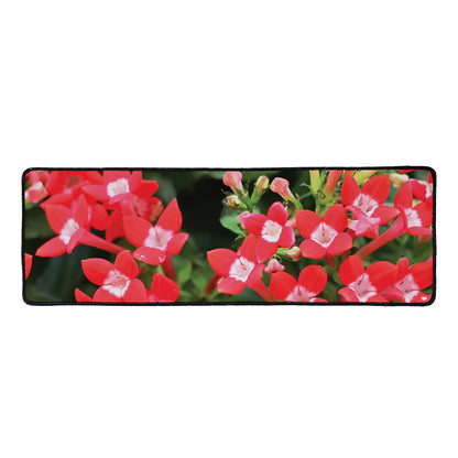 Red Bouvardia Print Long Kitchen Mat